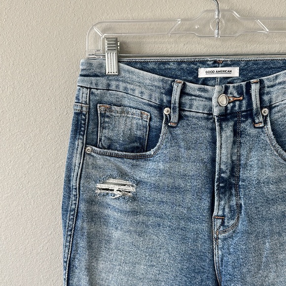 Good American Good Curve Women's Distressed Light Wash Jeans 8/29 - Picture 7 of 14